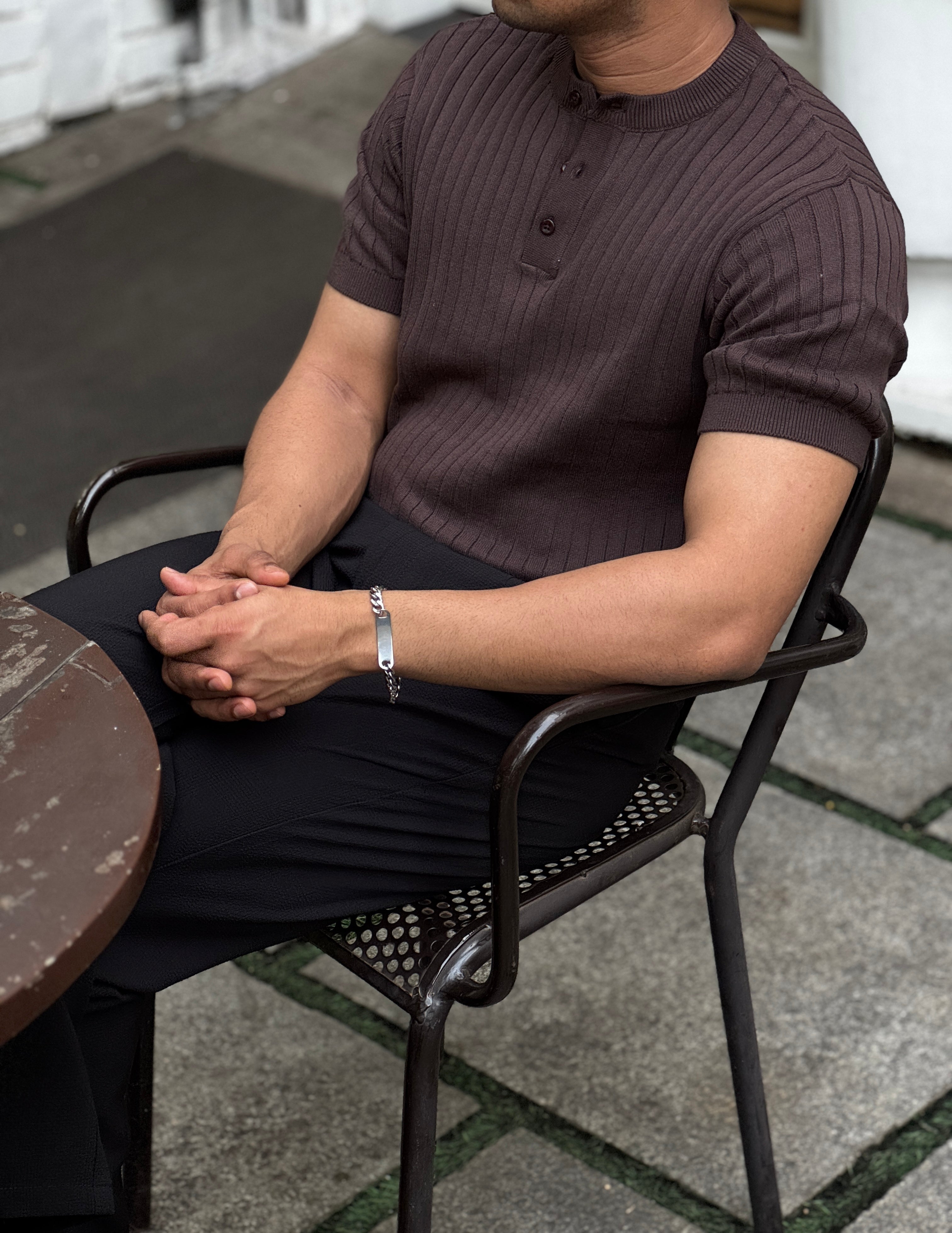 KNITTED HENLEY T-SHIRT