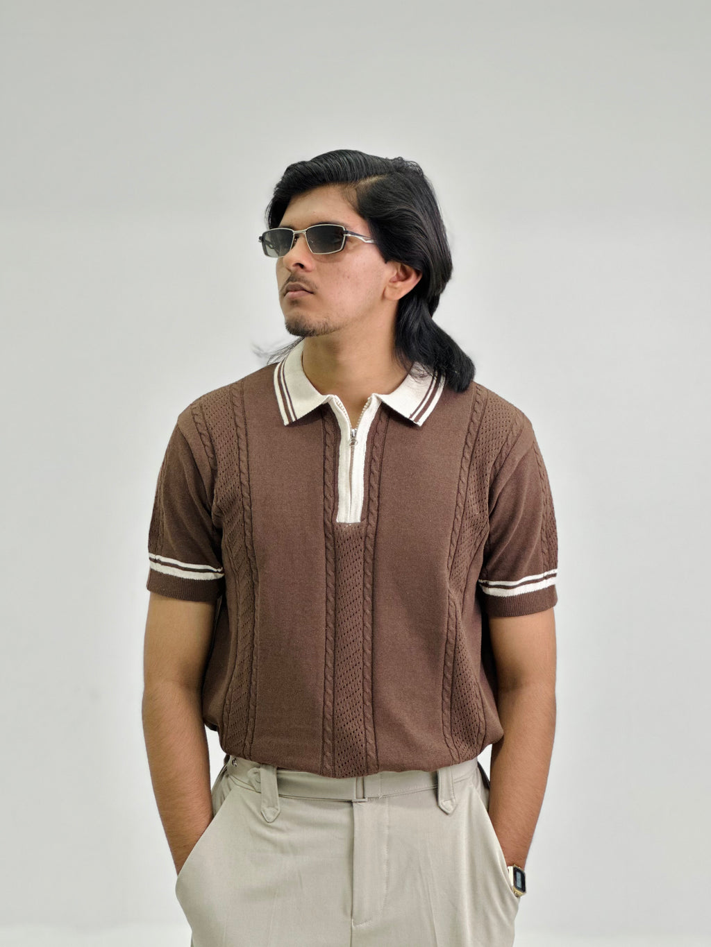 Royal Mocha Knitted Polo – Brown
