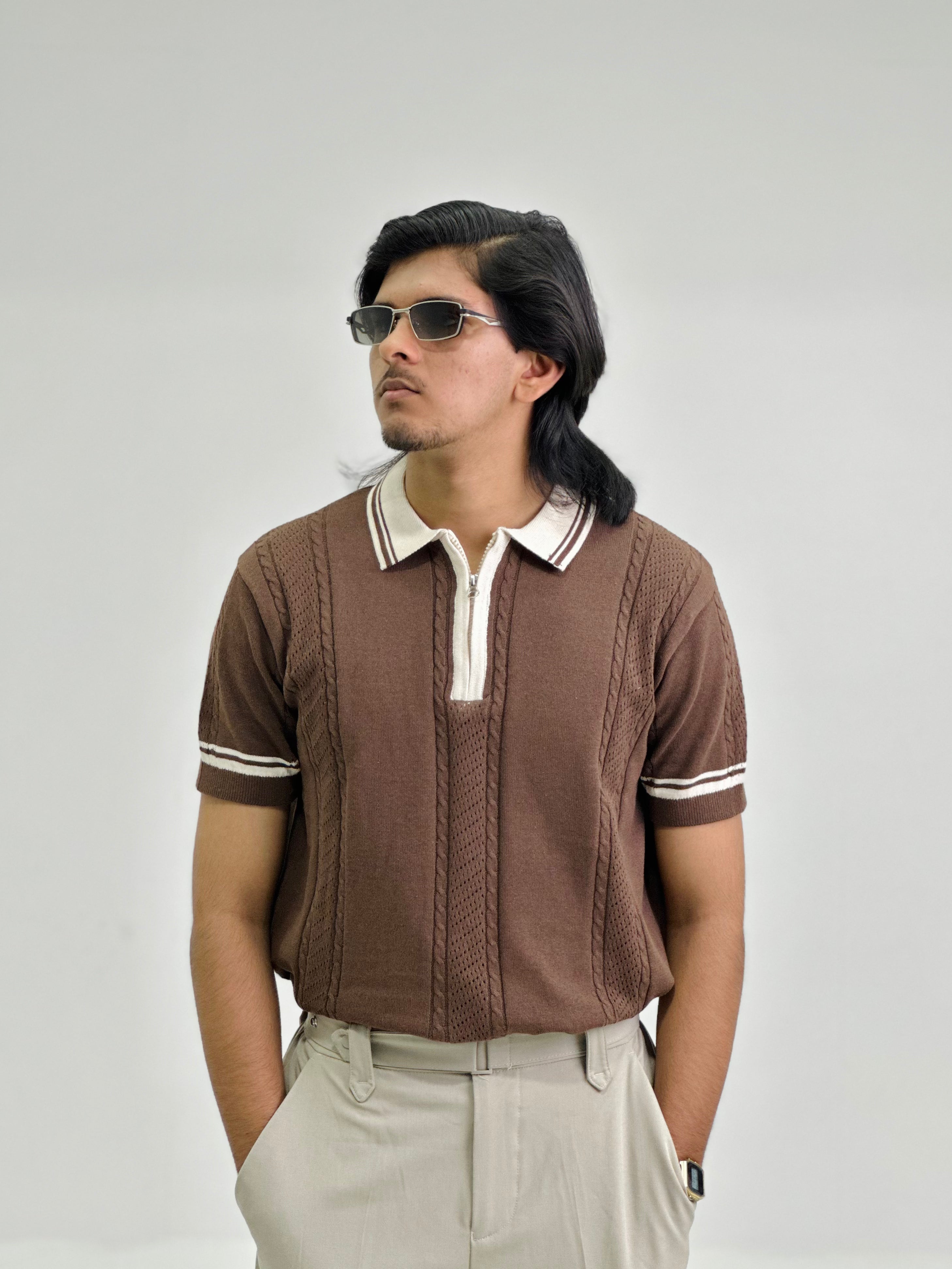 Royal Mocha Knitted Polo – Brown