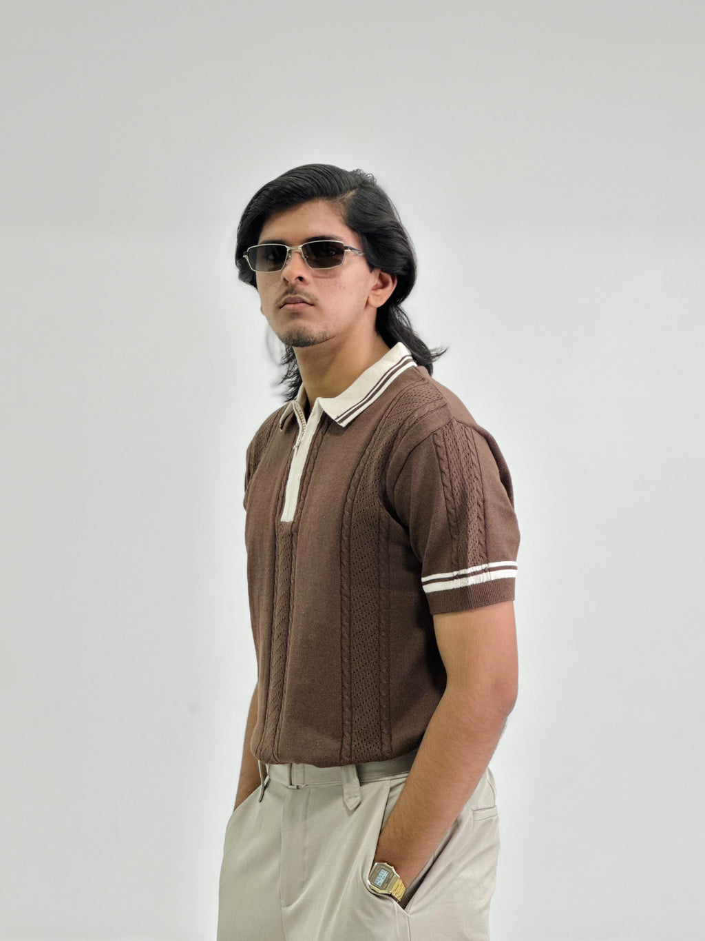 Royal Mocha Knitted Polo – Brown