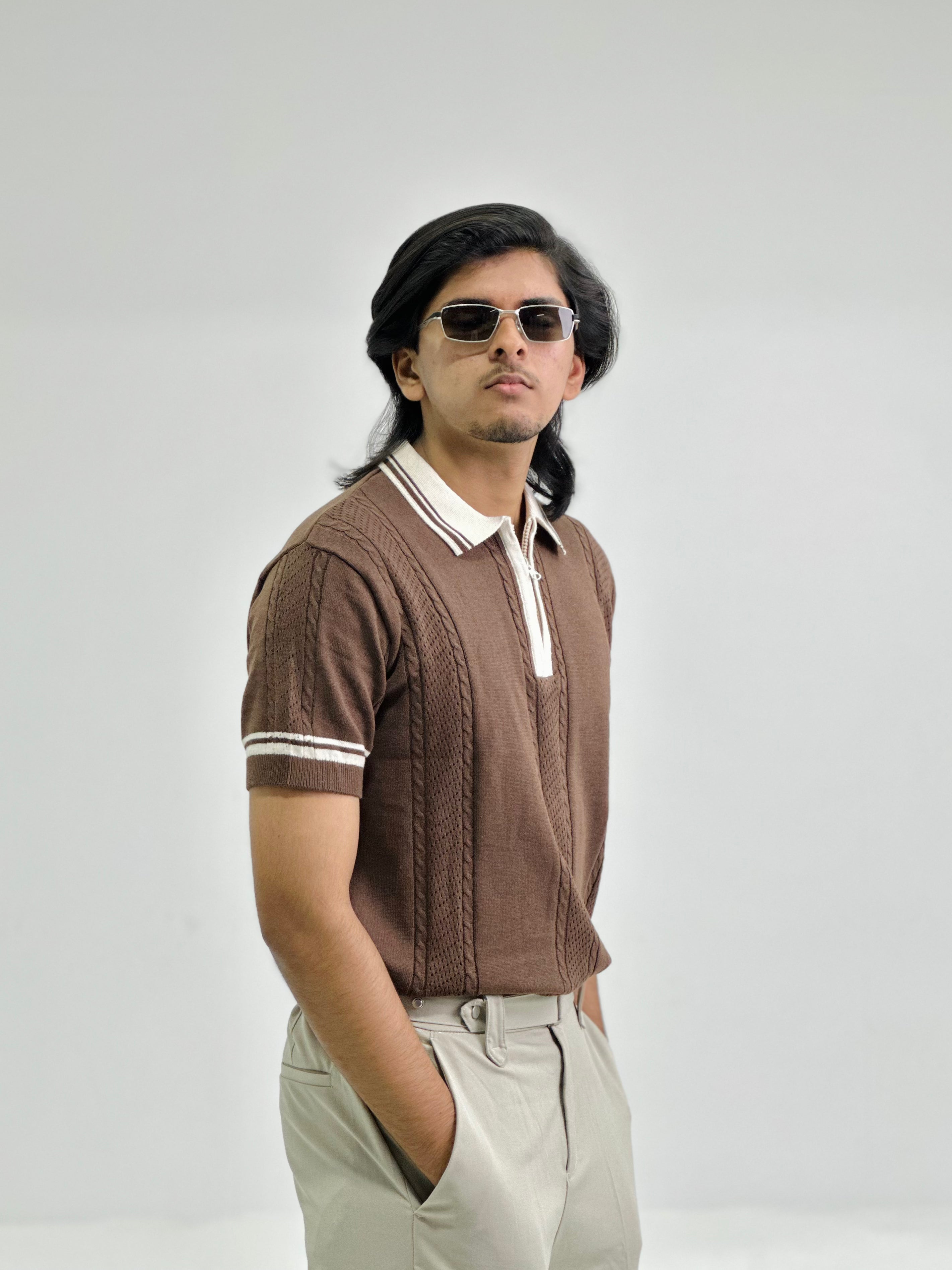Royal Mocha Knitted Polo – Brown