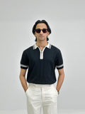 Midnight Crown Knitted Polo – Black