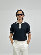 Midnight Crown Knitted Polo – Black