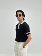 Midnight Crown Knitted Polo – Black